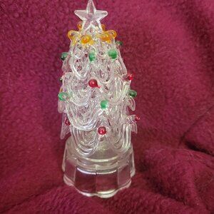 Vintage Acrylic Christmas Tree Multicolored Beads & Star Lights up